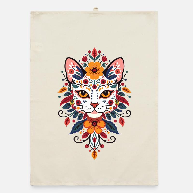 Style floral du chat fleuri Torchon bio