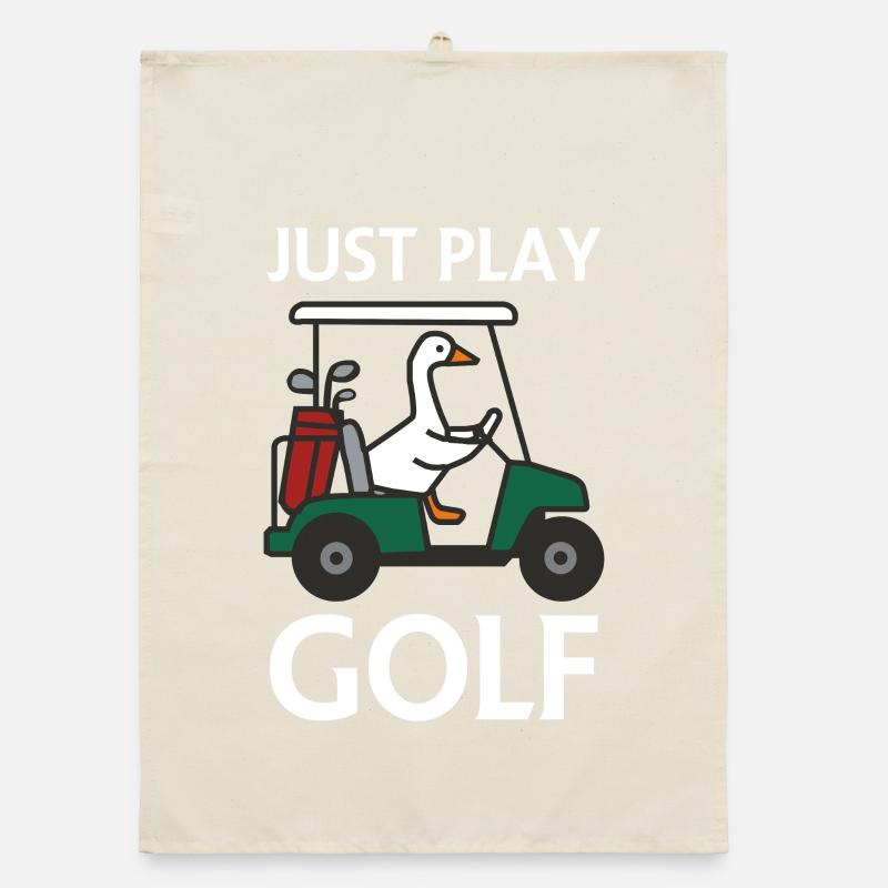 Un canard dans une voiturette de golf – Jouez simplement au golf Torchon bio
