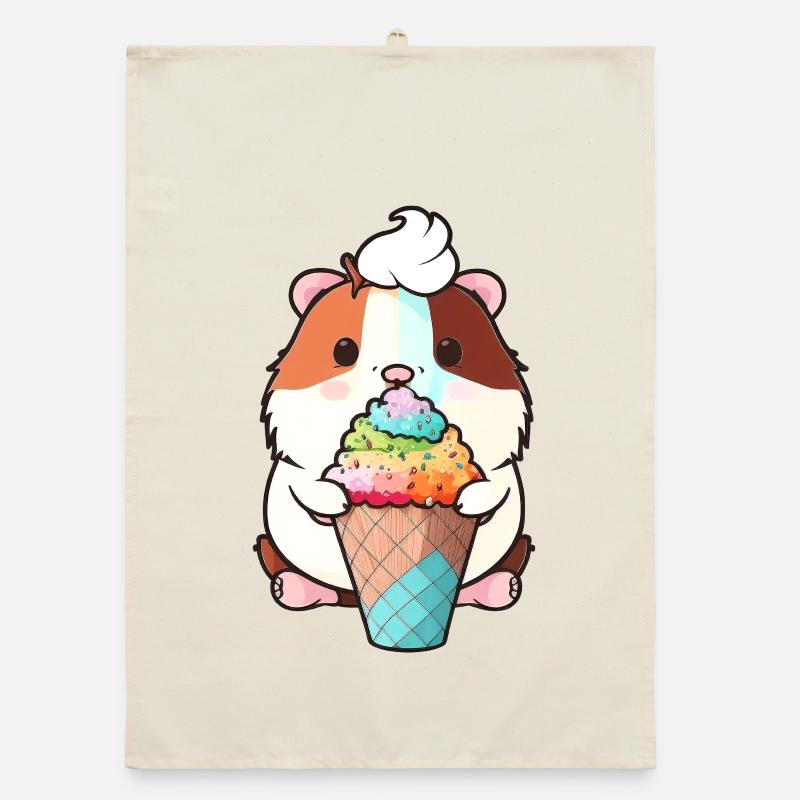 Petit hamster avec de la glace colorée - Torchon bio - nature