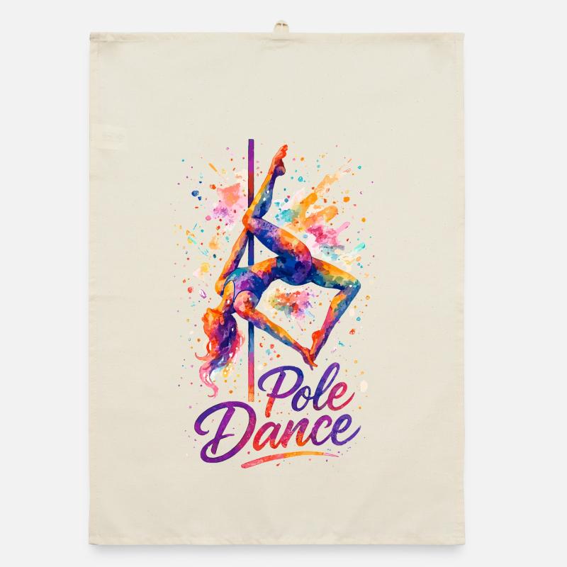 Pole Dance Poledancerin Aquarell bunt Geschenk Organic Geschirrtuch