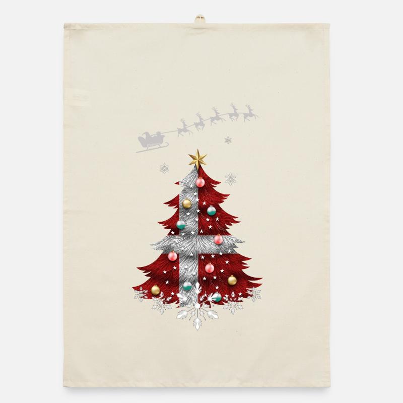 Christmas tree with Denmark flag Organic dish towel