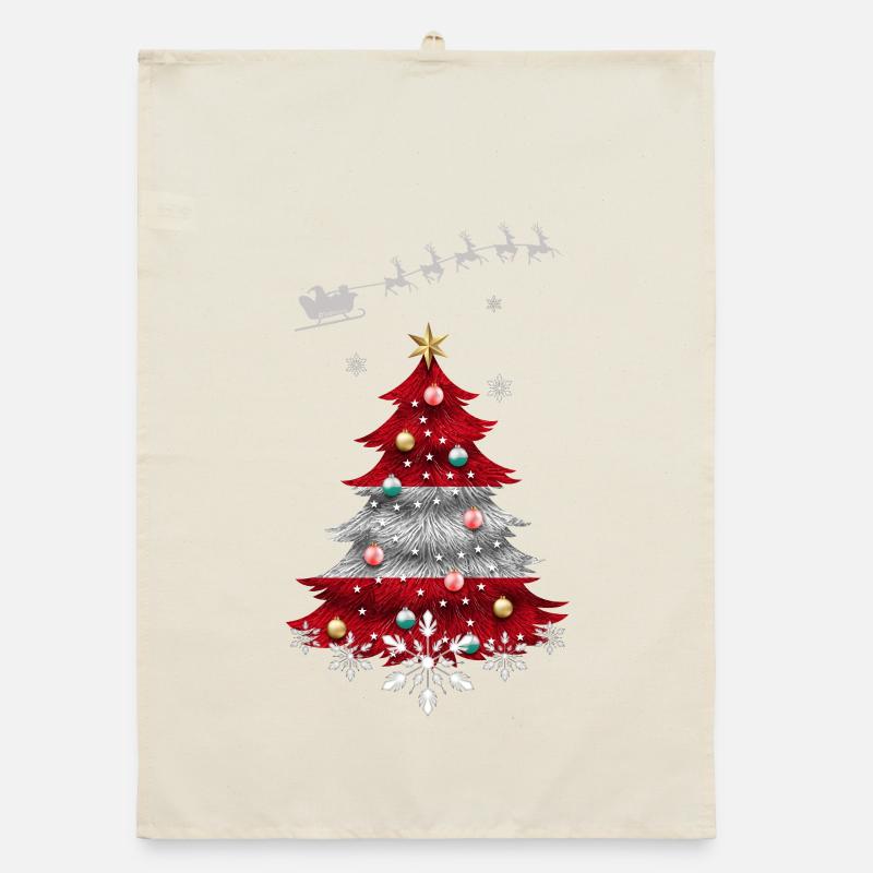 Christmas tree with Austria flag Organic dish towel
