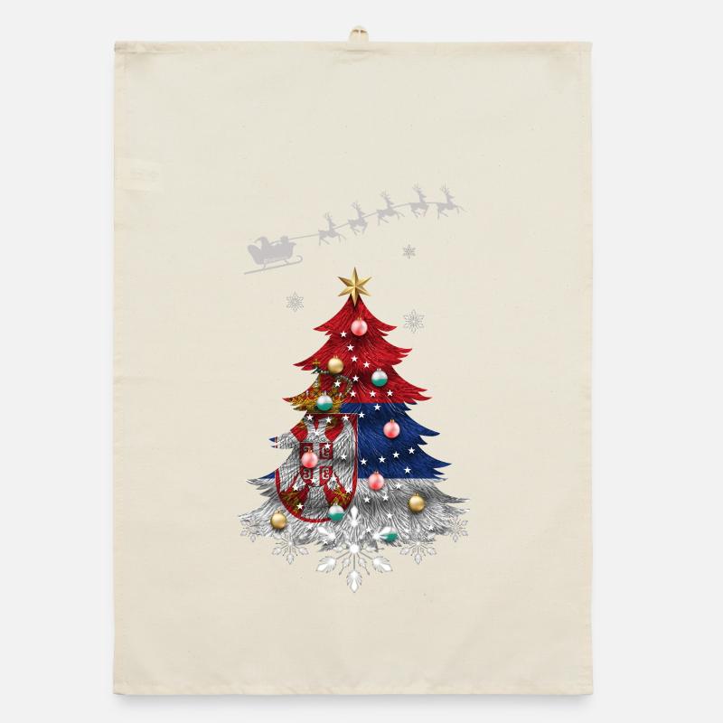 Weihnachtsbaum mit serbischer Flagge Organic Geschirrtuch