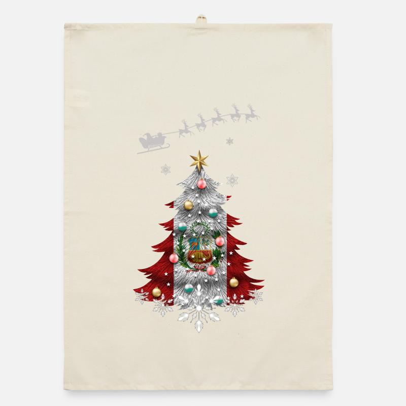 Christmas tree with Peru flag Organic dish towel