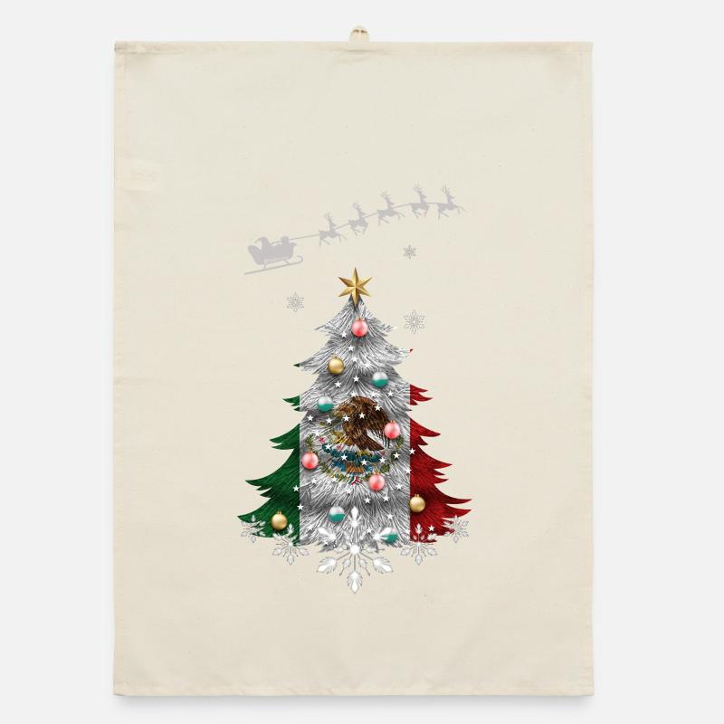 Christmas tree with Mexico flag Organic dish towel