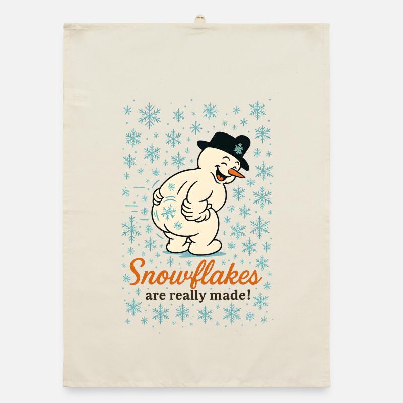 Snowflakes and Snowman Charm Organic dish towel