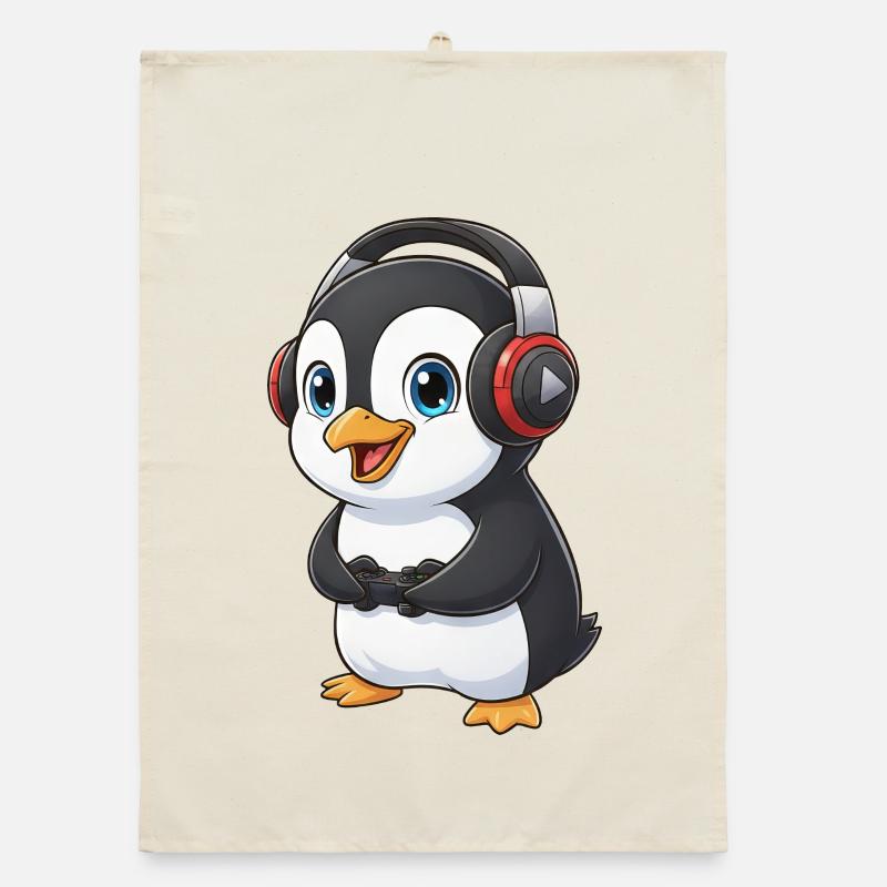Console de jeu Penguin Gamer mignonne Torchon bio
