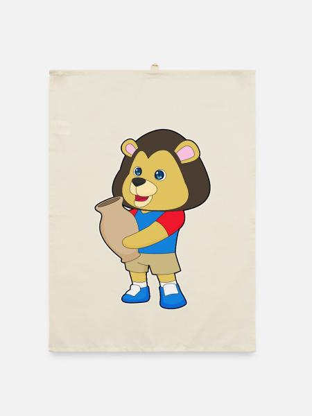 Lion Vase - Organic dish towel - nature - Front