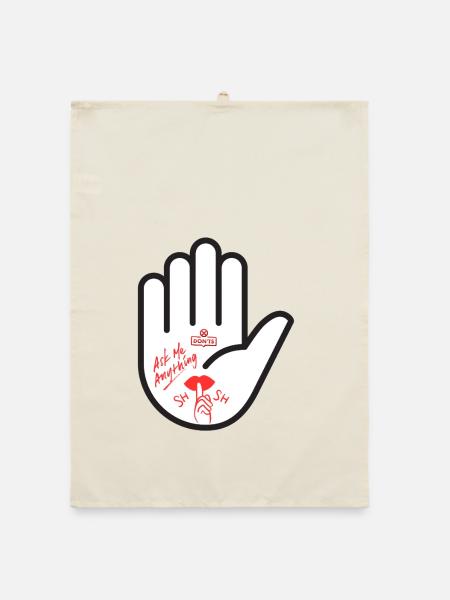 Frag mich nichts. Hand, pssst. - Organic Geschirrtuch - Natur - Vorne