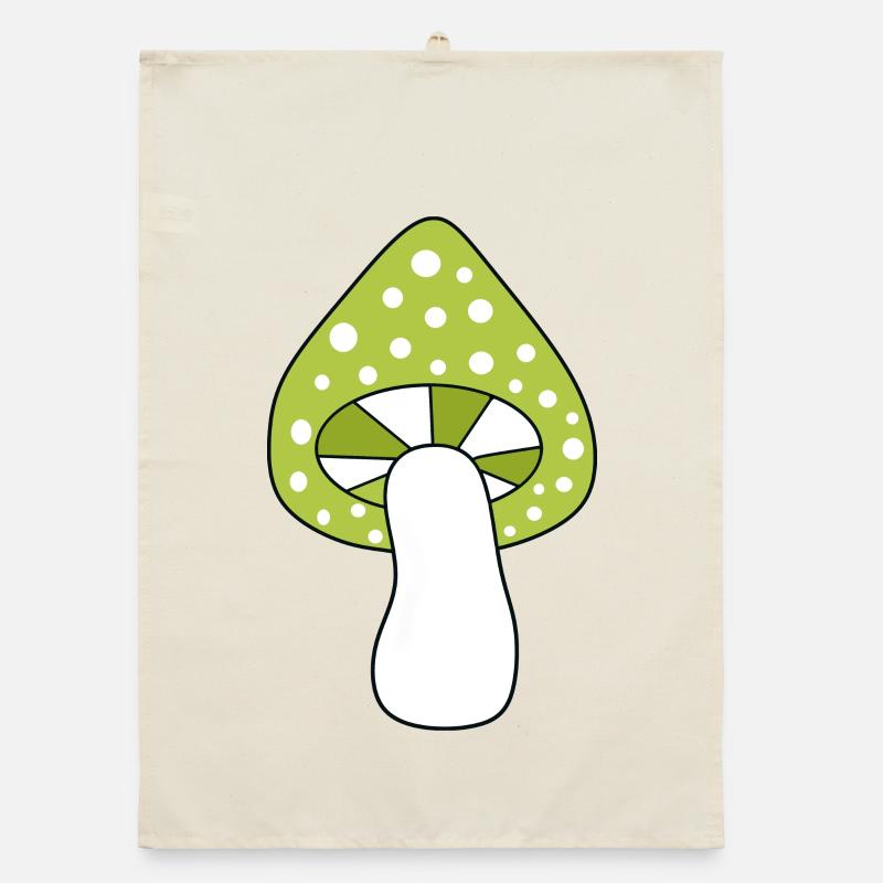 Mushroom green fly agaric pattern customizable Organic dish towel