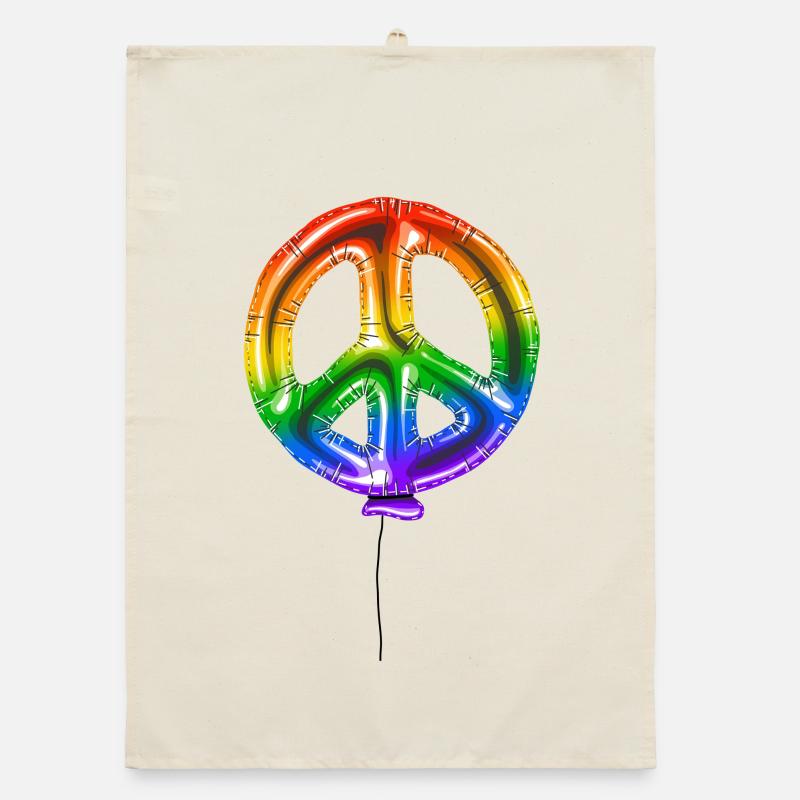 Regenbogen Luftballon – digitale Illustration 2023 - Organic Geschirrtuch - Natur