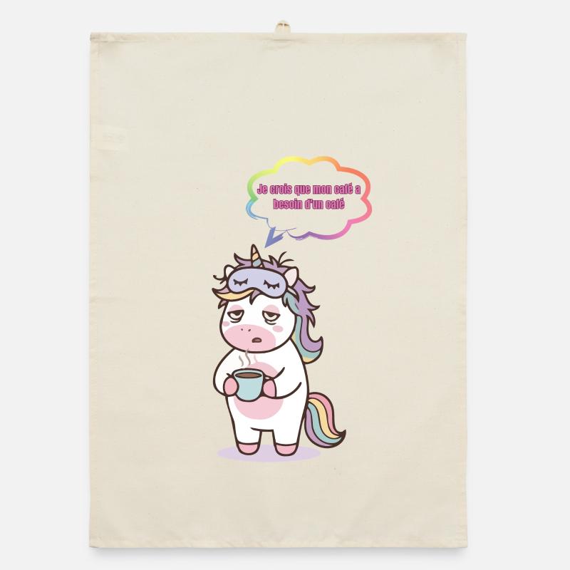 licorne fatigué... - Torchon bio - nature