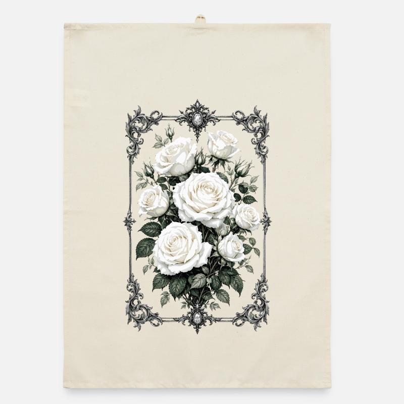 Roses, Roses blanches, Roses et Fleurs Torchon bio