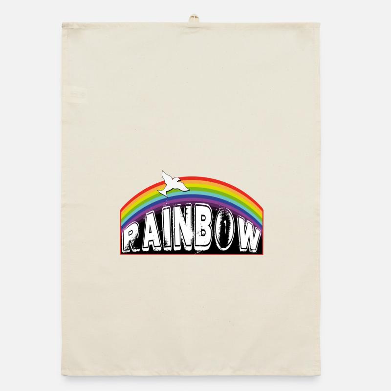 RAINBOW Schriftzug mit Taube Organic Geschirrtuch
