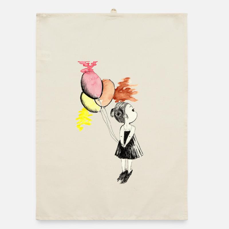 Ballonmädchen Aquarellfarben - Organic Geschirrtuch - Natur