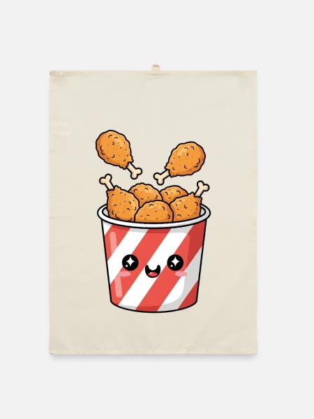 Kawaii Fried Chicken Bucket - Organic dish towel - nature - Front