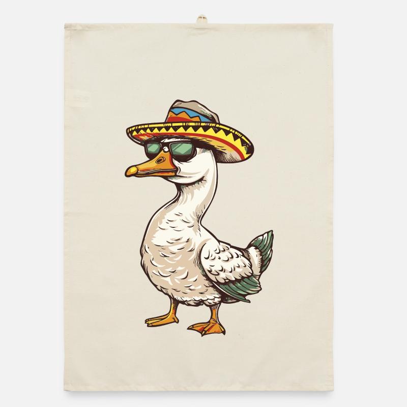 Gans Comic Lustig Sombrero Organic Geschirrtuch