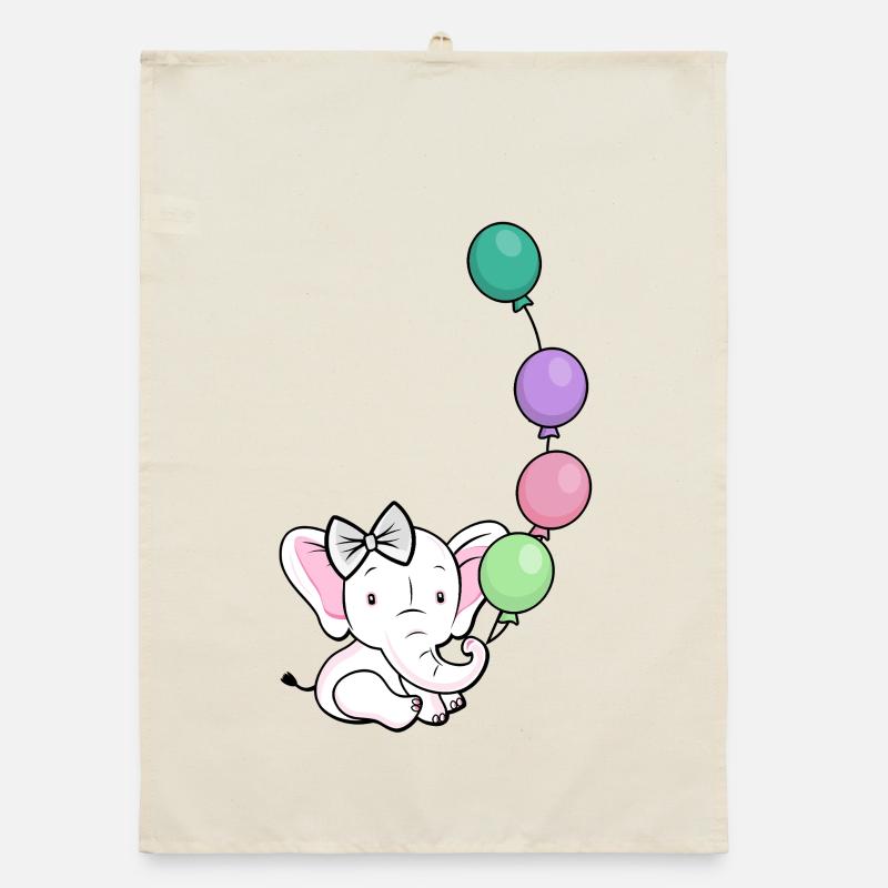 Ballonelefant mit Bogen Organic Geschirrtuch