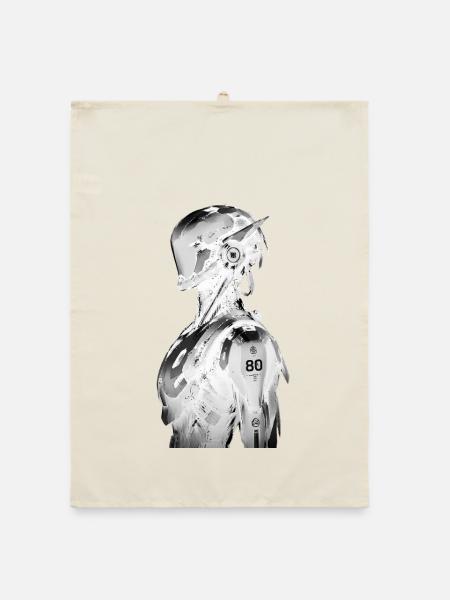 Cyberpunk Knight 80 – Futuristisches Design - Organic Geschirrtuch - Natur - Vorne