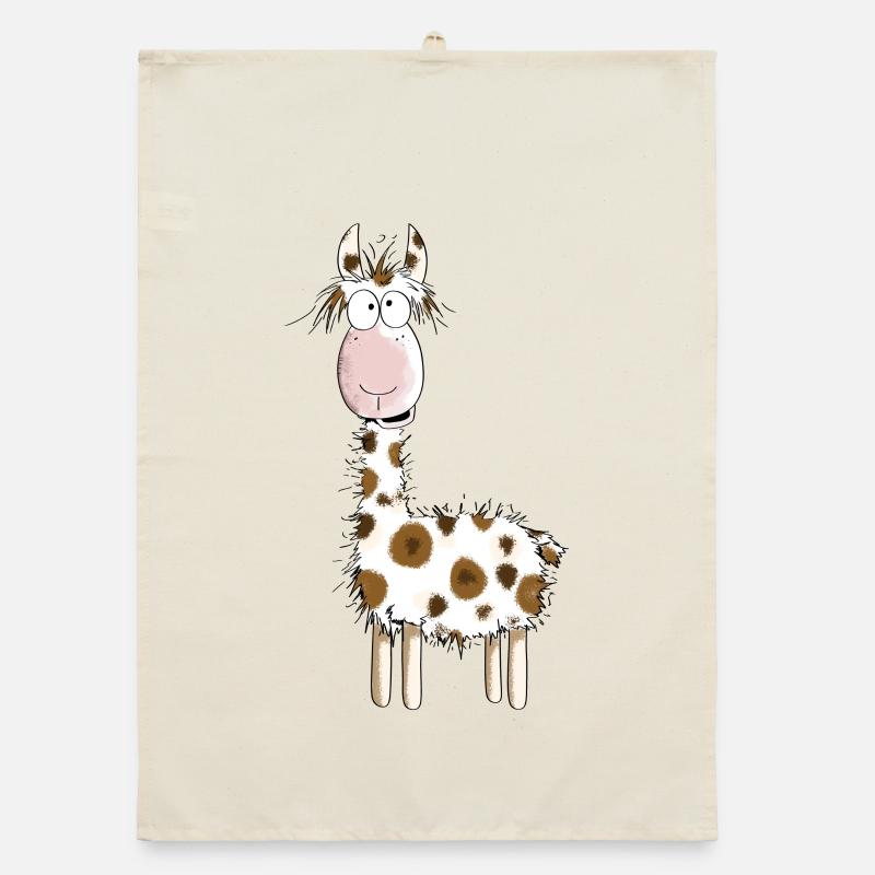 Crazy Lama - Llamas - Alpaca - Comic - Gift Organic dish towel