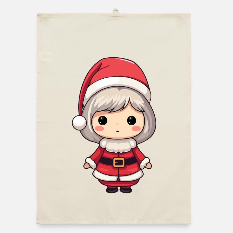 Chibi Santa Mädchen Organic Geschirrtuch