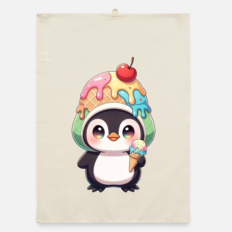 Süßer Pinguin Cartoon Eiscreme Sommer Regenbogen Organic dish towel