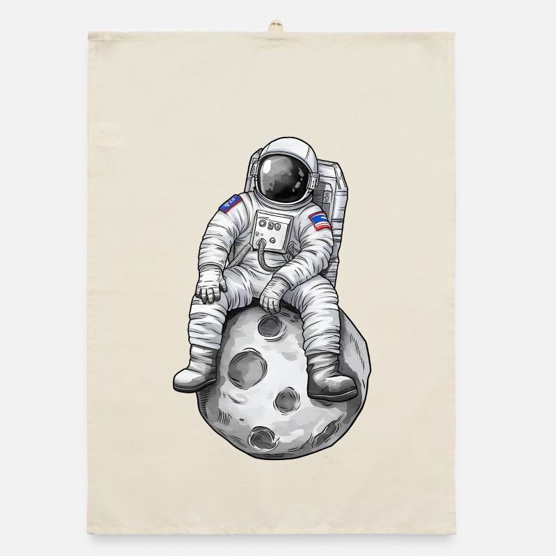 Astronaut Relaxing on Moon Organic dish towel