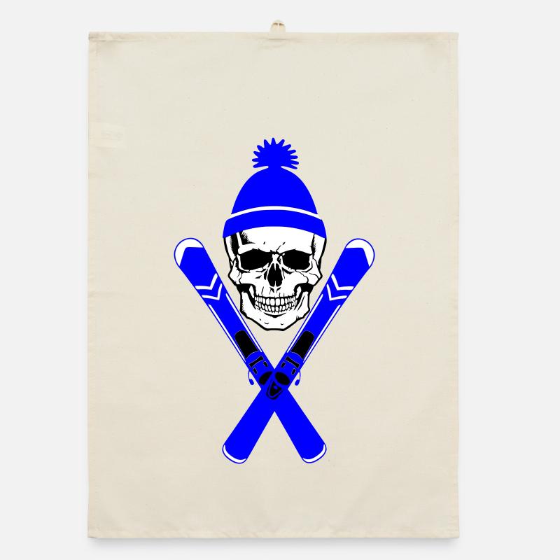 Skier Skull Organic dish towel