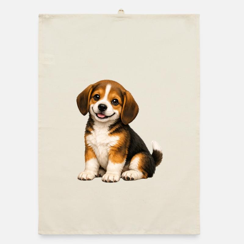 Smiling Beagle Puppy Organic dish towel