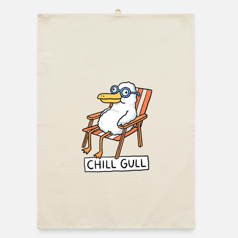 Chill Gull Lounge - Organic Geschirrtuch - Natur