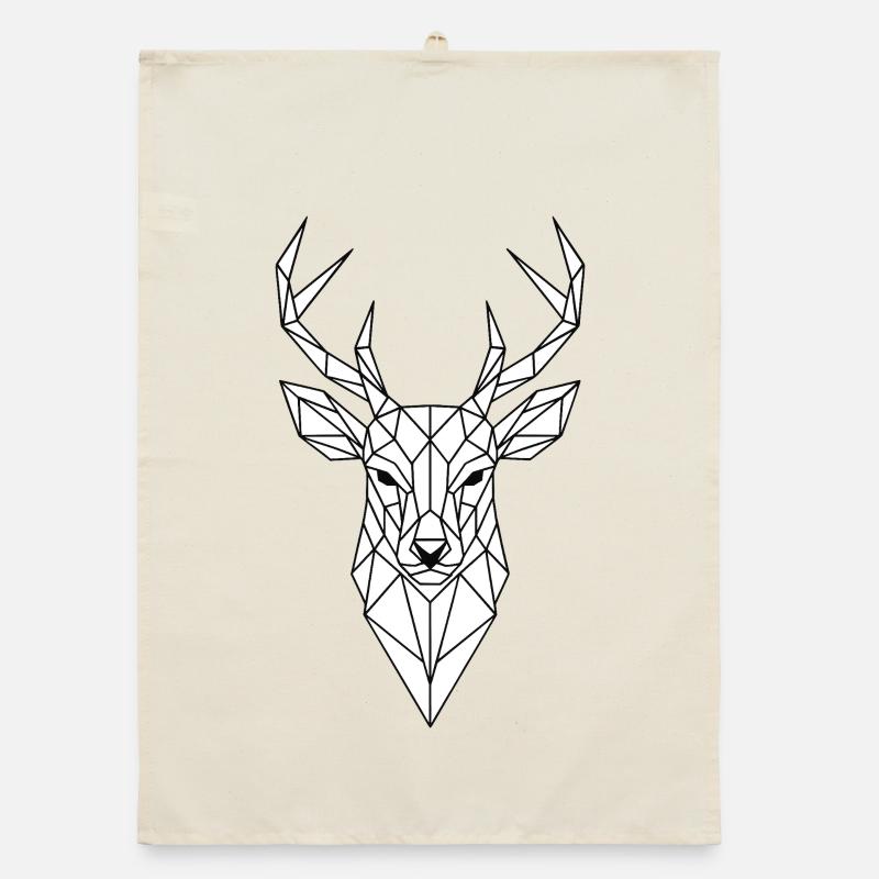 Geometric Deer Head Line Art Organic dish towel