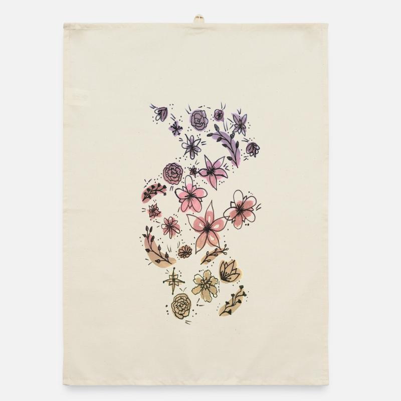 Prairie de fleurs colorée Torchon bio