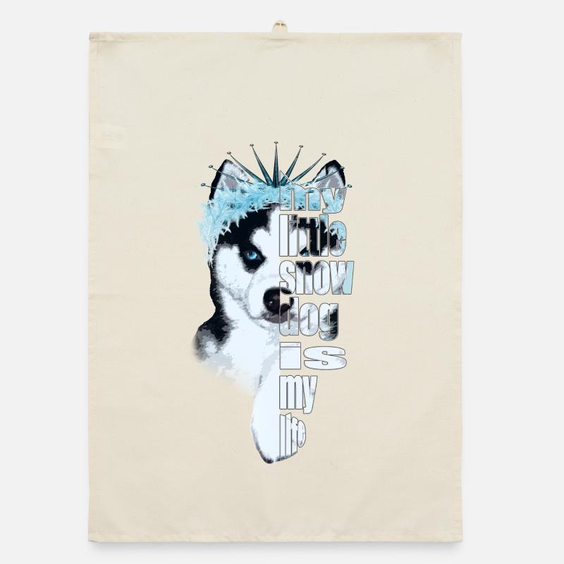 Eisbedeckter Husky mit Spruch Organic dish towel