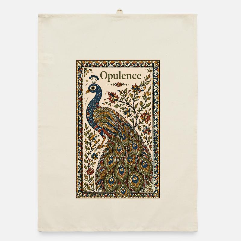 Pfau der Opulenz – Ornamentkunst Organic Geschirrtuch