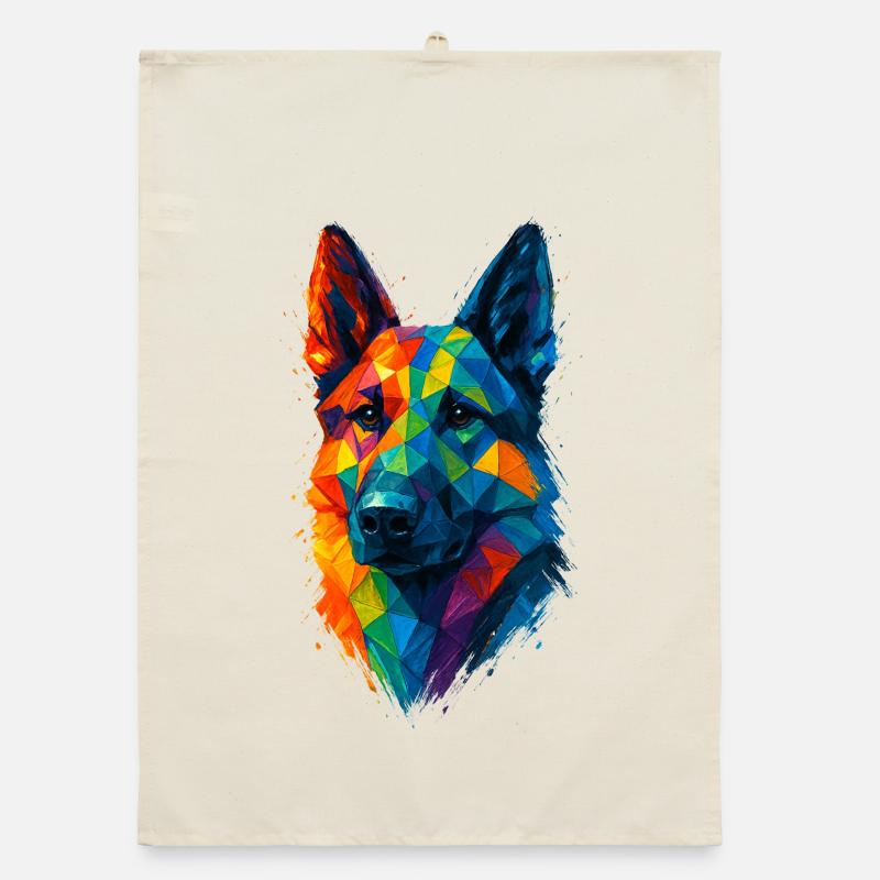 Low Poly Geometric German Shepherd Dog Organic dish towel