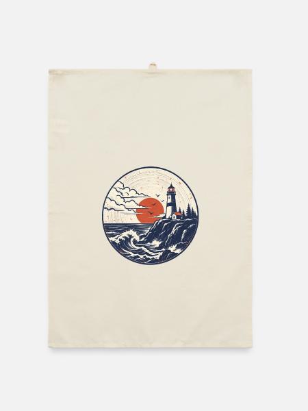 Leuchtturm Patch Abendrot - Organic Geschirrtuch - Natur - Vorne