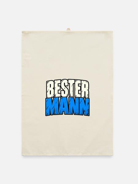 Bester Mann – Lustiger Männer Spruch - Organic Geschirrtuch - Natur - Vorne