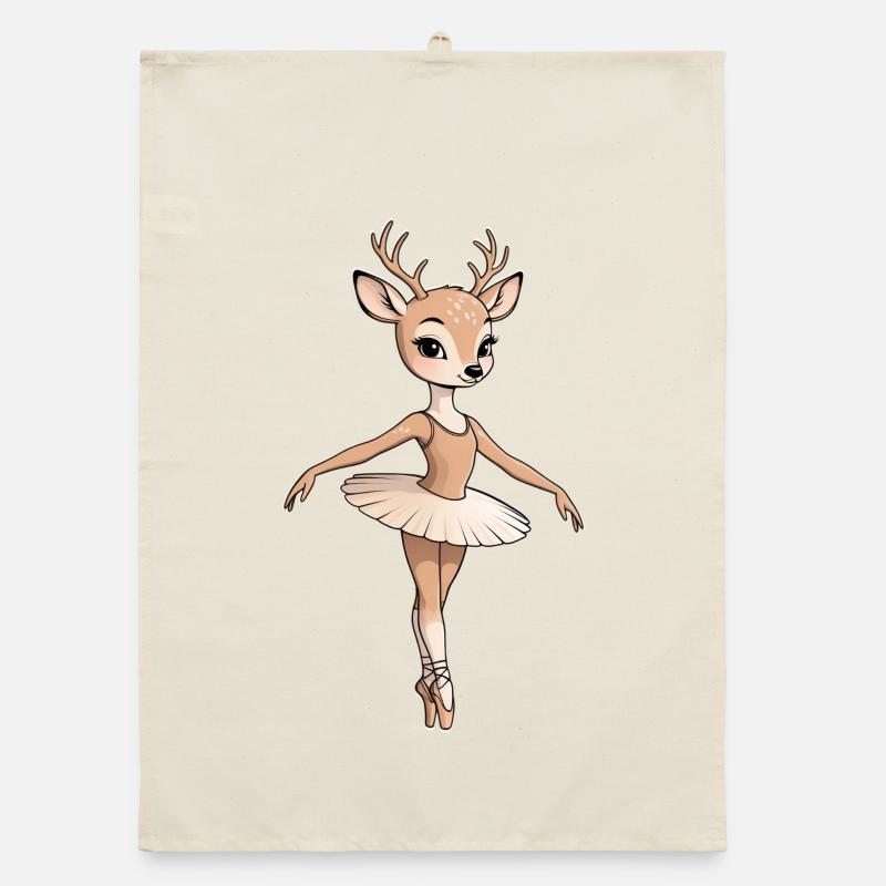 Deer Ballet Dancer Illustration Organic dish towel