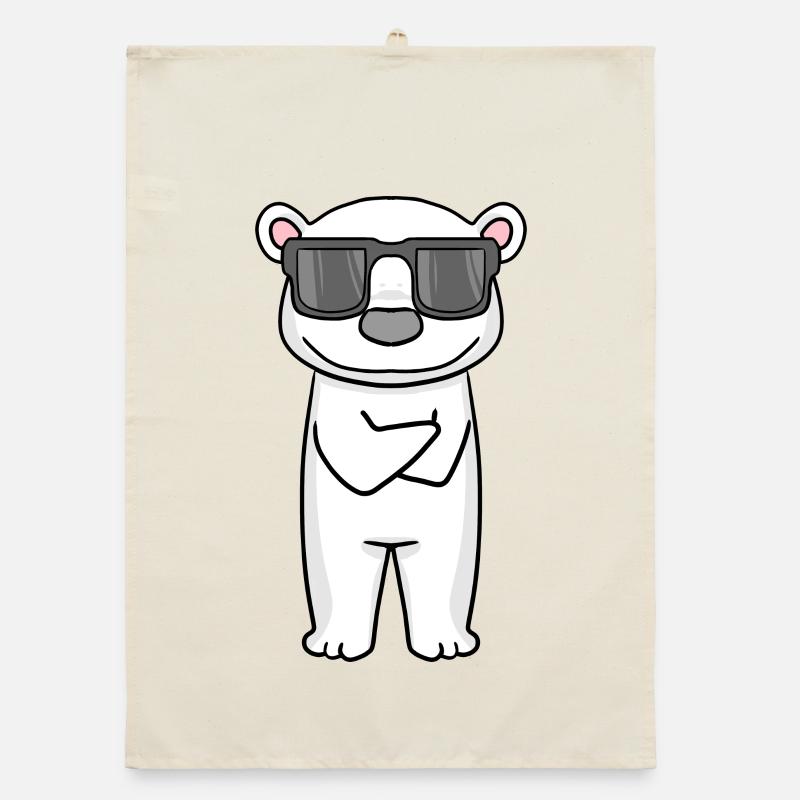cool polar bear with sunglasses Organic dish towel