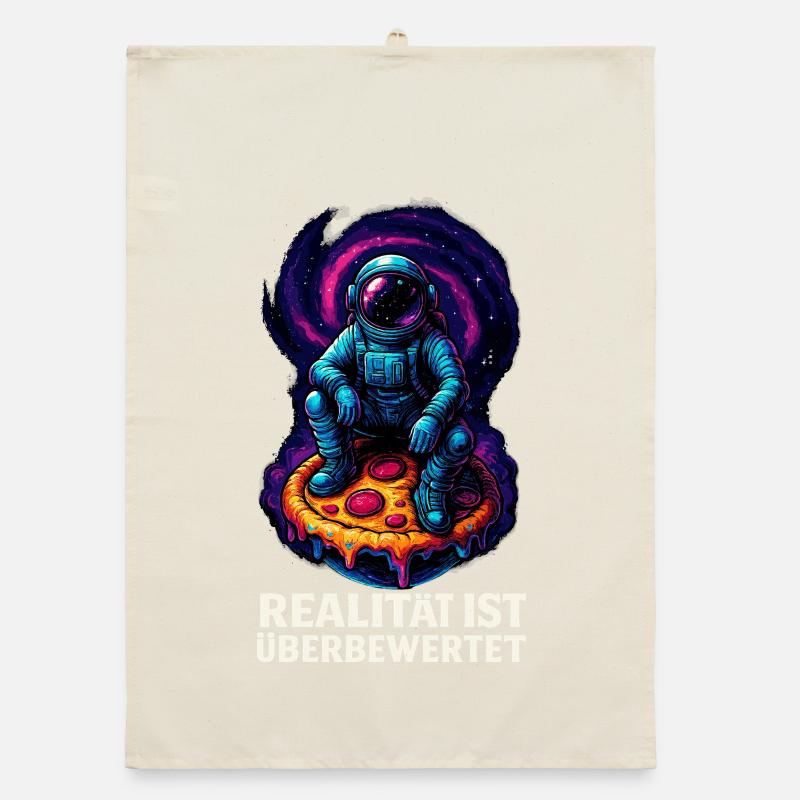 Astronaute sur une pizza dans le cosmos Torchon bio