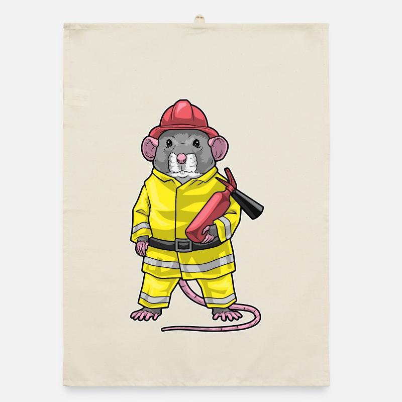 Rat Firefighter Fire Extinguisher Fire Brigade Organic dish towel