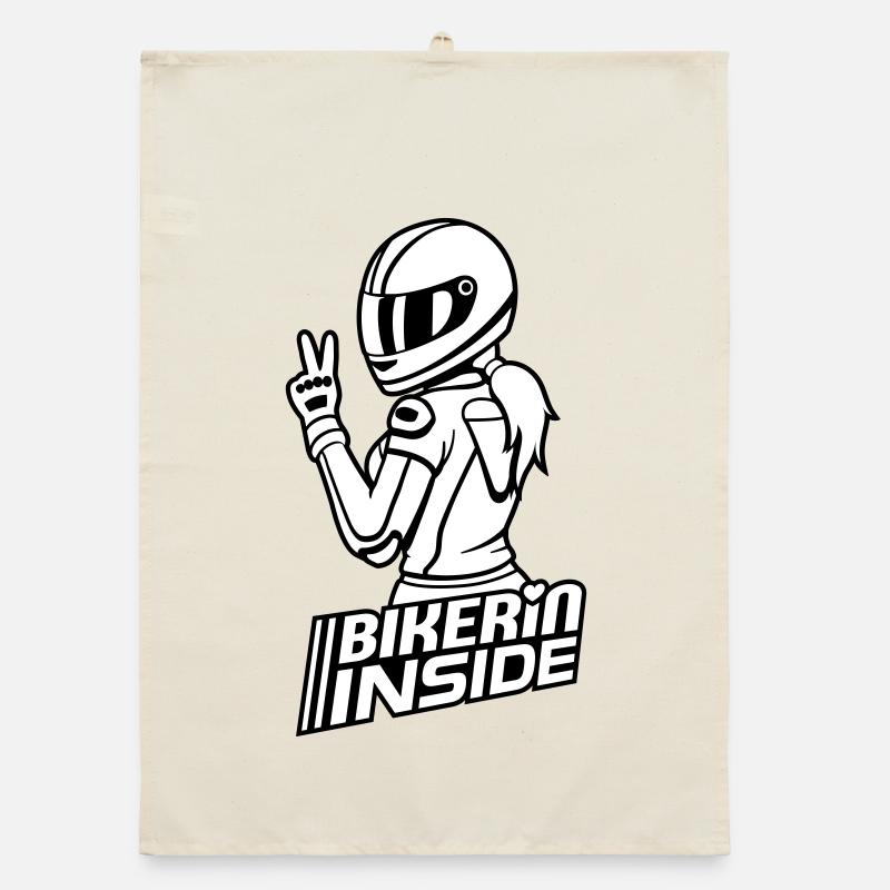 Biker inside (colors can be changed) - Organic dish towel - nature