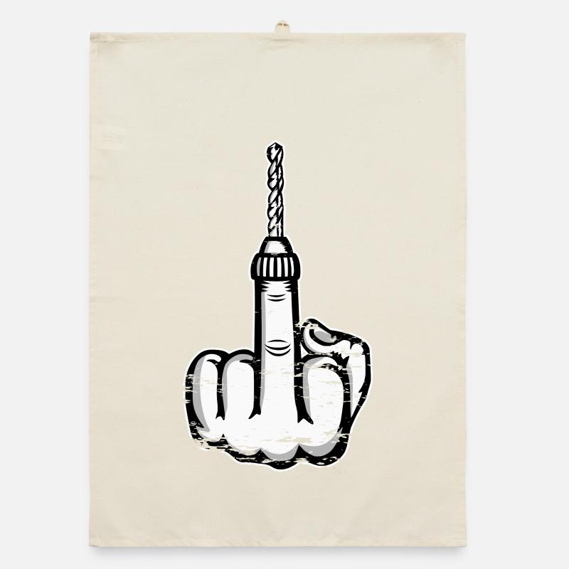 Middle Finger Stingerfinger Drill Design Organic dish towel