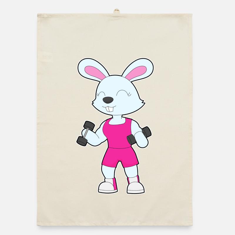 Bunny Bodybuilder Dumbbells Bodybuilding Organic dish towel