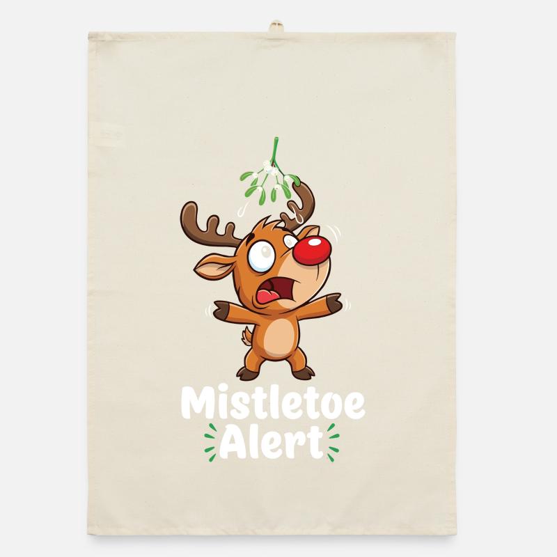 Reindeer with mistletoe Organic dish towel