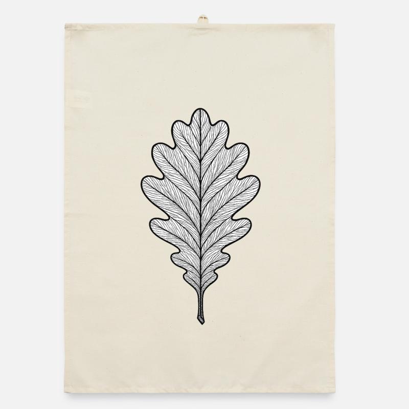 Monochromes Eichenblatt-Design Organic Geschirrtuch