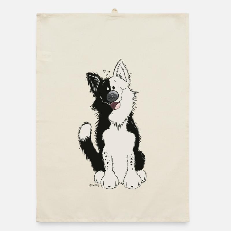 Cute Border Collie Organic dish towel