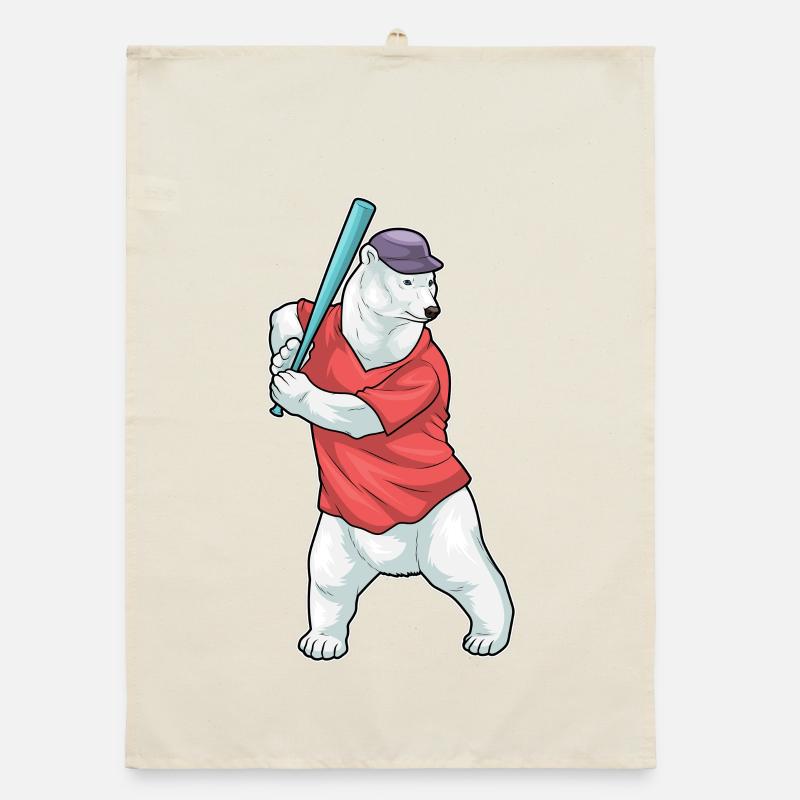 Polar Bear Baseball Baseball Bat Organic dish towel