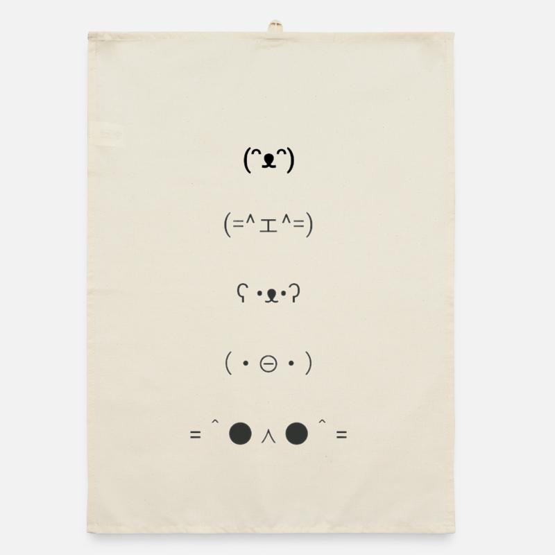 Animal Text Emoticons Organic dish towel