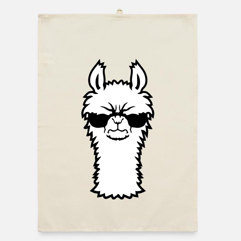Lama Wütend Cool Sonnenbrille Pelzig Alpaka Sauer Organic Geschirrtuch